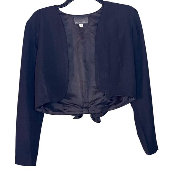 Cynthia Rowley Cropped Suit Jacket Silky Bow Detail On Back Workwear - Picture 1 of 8